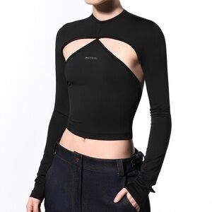 MATERIEL TBILISI Sz XL SILVER LOGO GEOMETRY TOP black new without tag